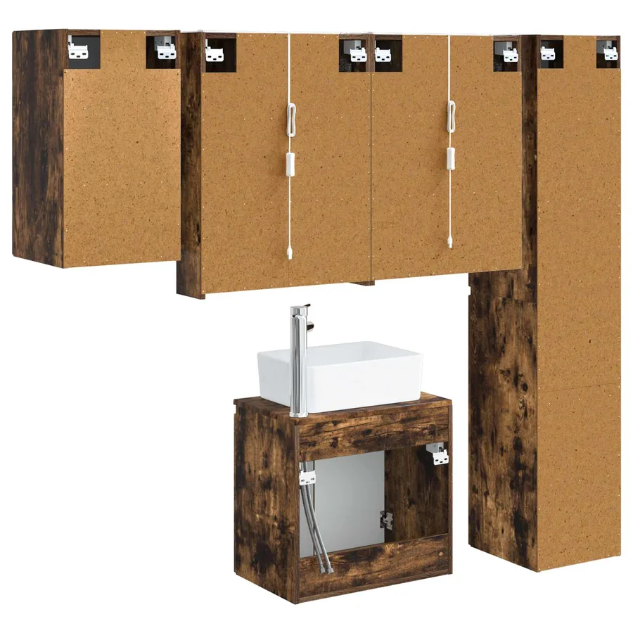 Ensemble d'armoire de salle de bain 5 pcs Chêne fumé - 9