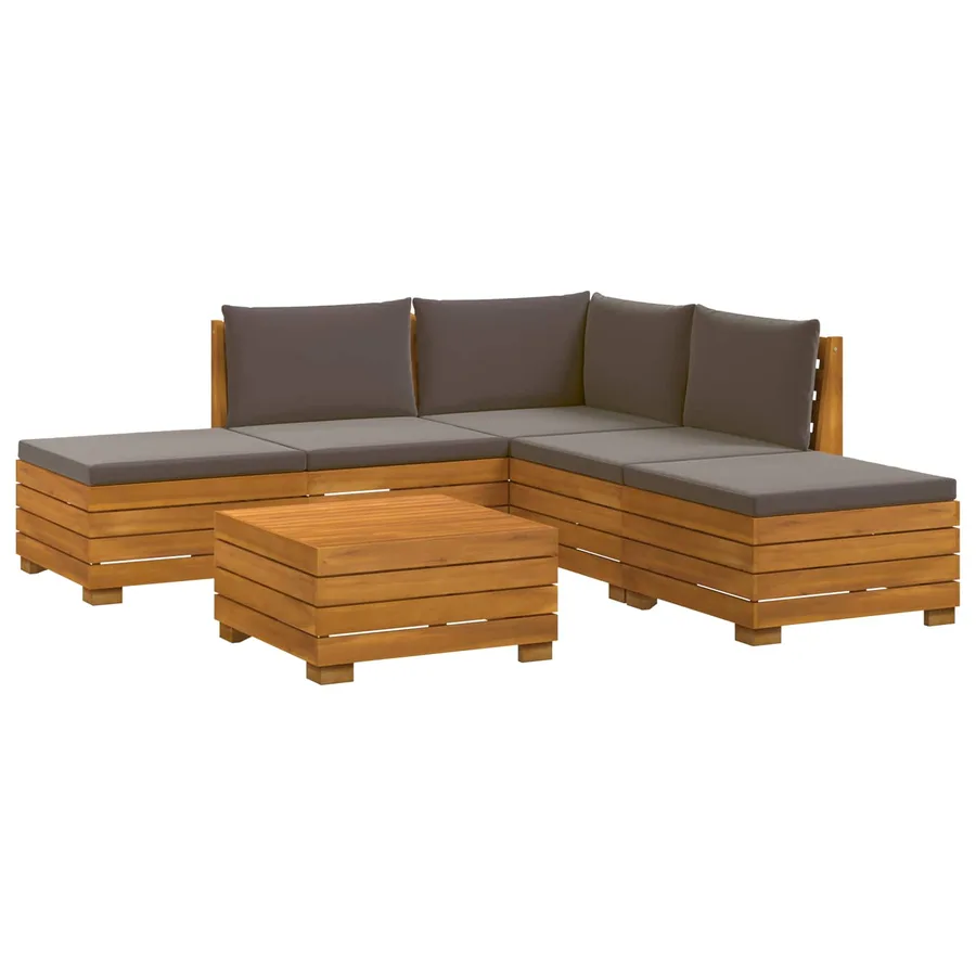 Ensemble de canapés d'extérieur avec coussin 6 Pièce Marron - 2