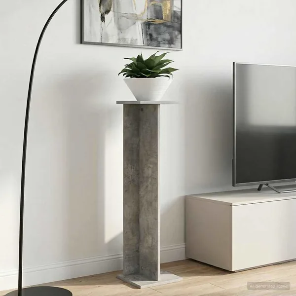Support de Plante 2 pc Gris Béton 25 x 25,5 x 100,5 cm