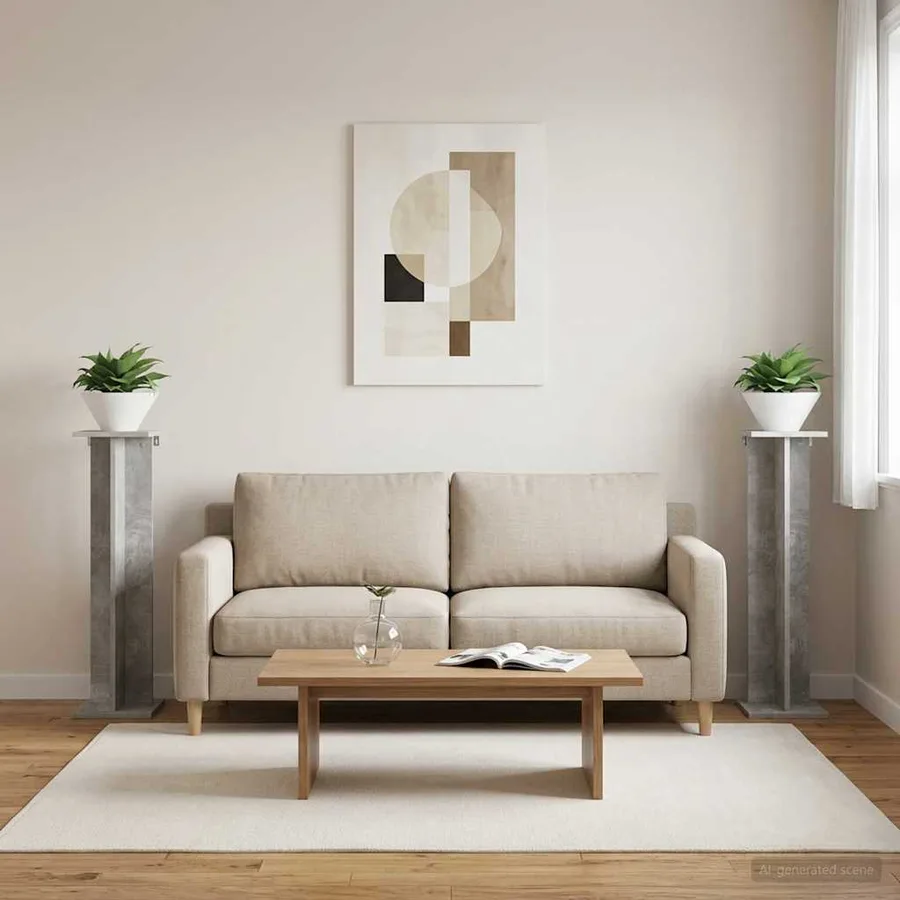 Support de Plante 2 pc Gris Béton 25 x 25,5 x 100,5 cm - 4