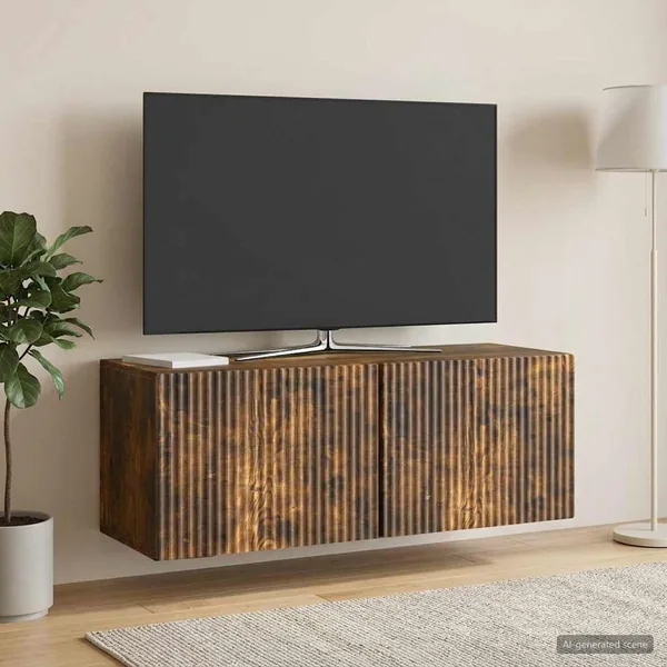 Meuble TV mural Chêne fumé 78,5 x 31 x 30 cm Bois d'ingénierie
