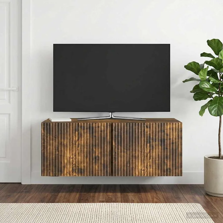 Meuble TV mural Chêne fumé 78,5 x 31 x 30 cm Bois d'ingénierie - 4