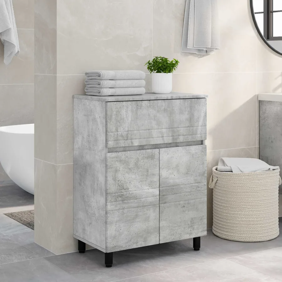 Unité de vanité de salle de bain Gris béton 60 x 35 x 80 cm
