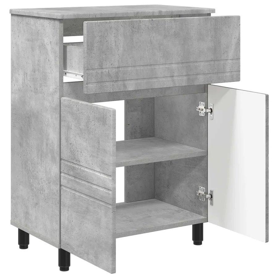 Unité de vanité de salle de bain Gris béton 60 x 35 x 80 cm - 4