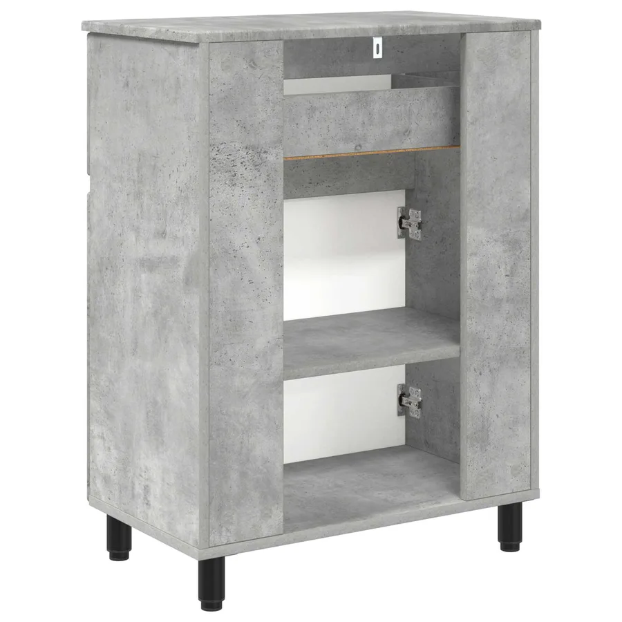 Unité de vanité de salle de bain Gris béton 60 x 35 x 80 cm - 7