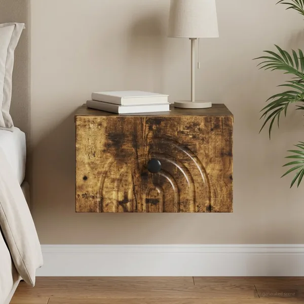 Cabinet de chevet mural Chêne fumé 33 x 34,5 x 20 cm