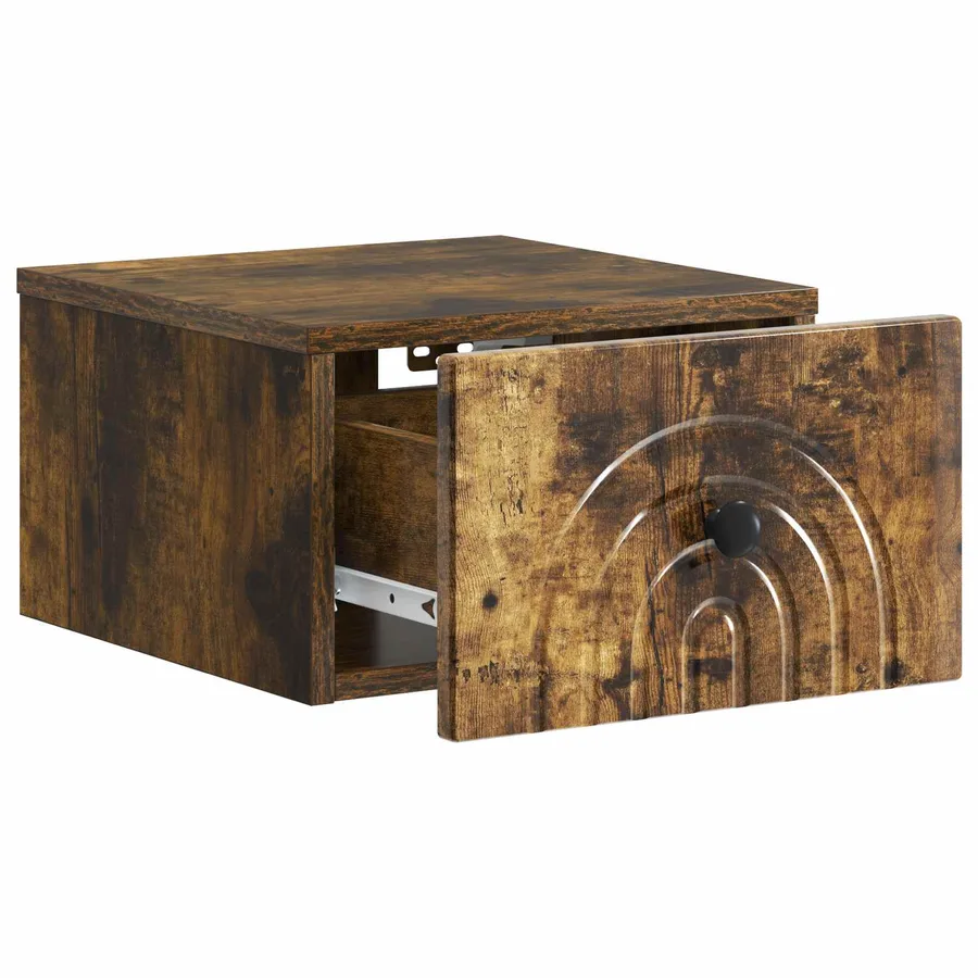 Cabinet de chevet mural Chêne fumé 33 x 34,5 x 20 cm - 4