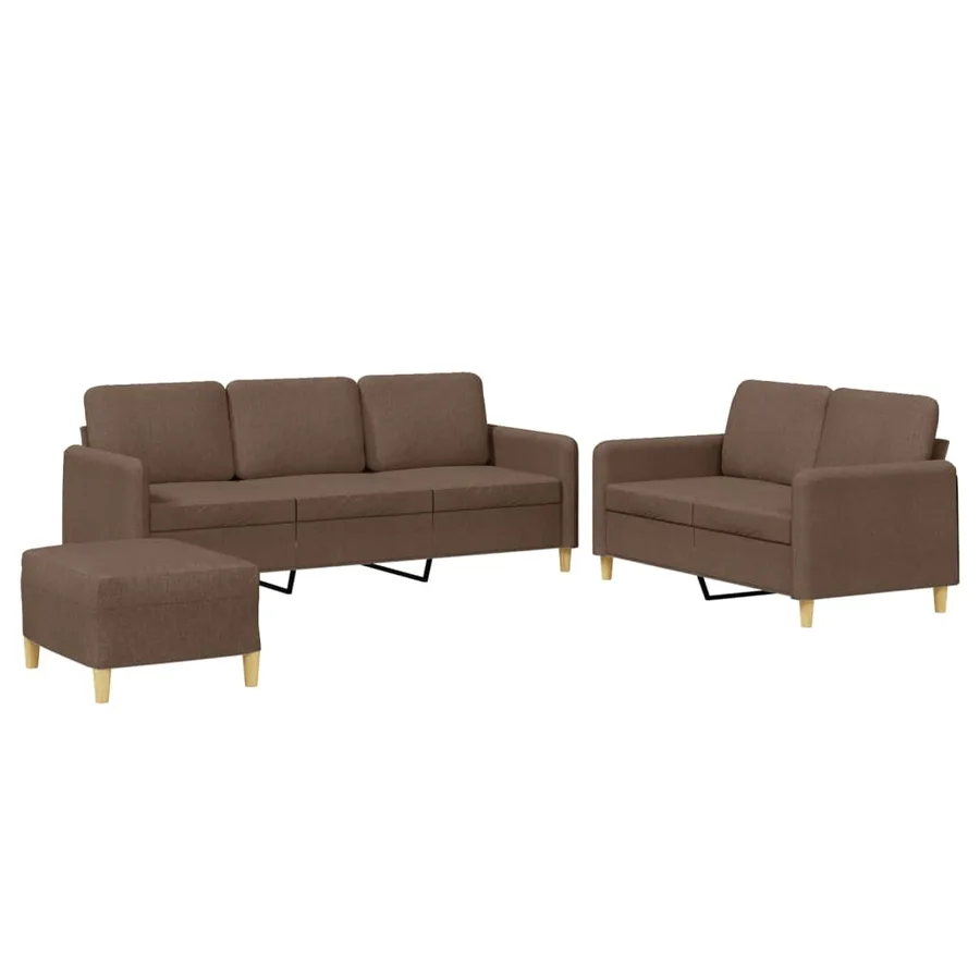Ensemble de canapés 3 pcs avec coussins Marron Tissu - 2