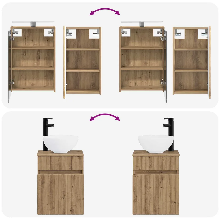 Ensemble d'armoire de salle de bain 5 pc Chêne artisanal - 14