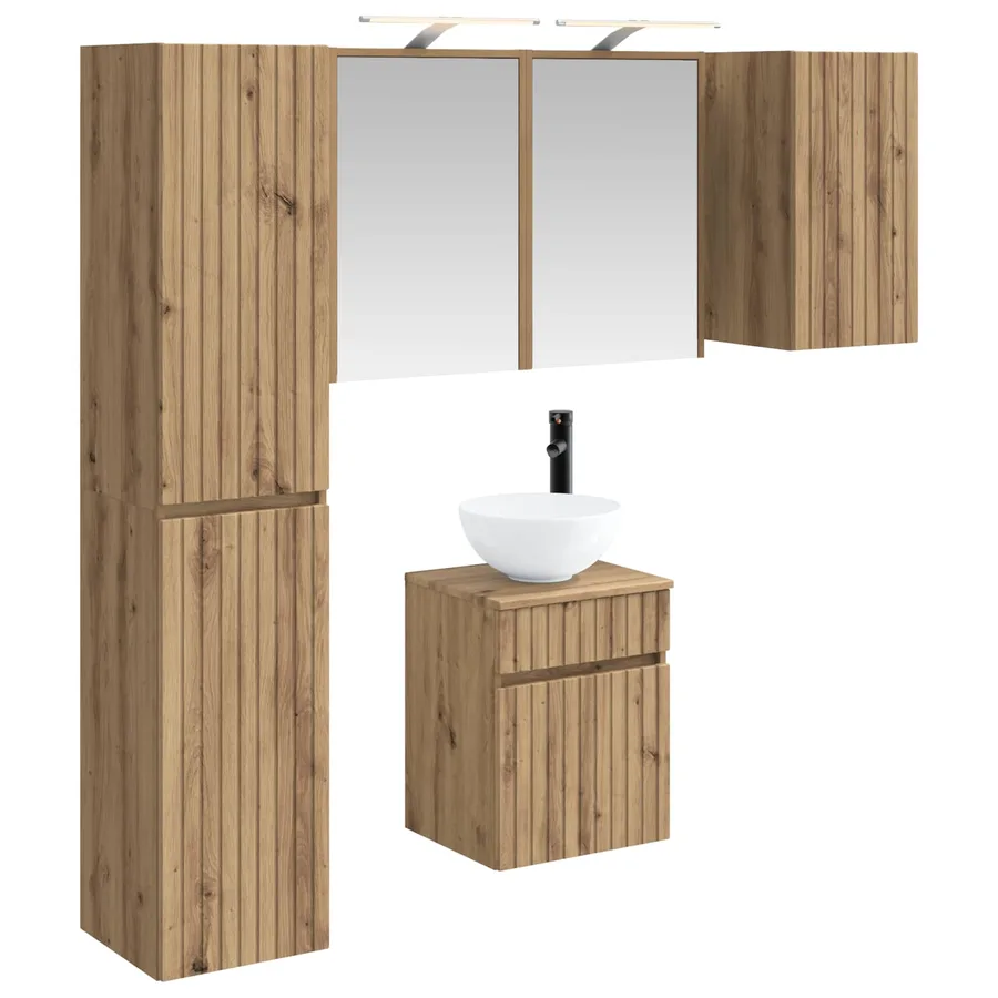 Ensemble d'armoire de salle de bain 5 pc Chêne artisanal - 2