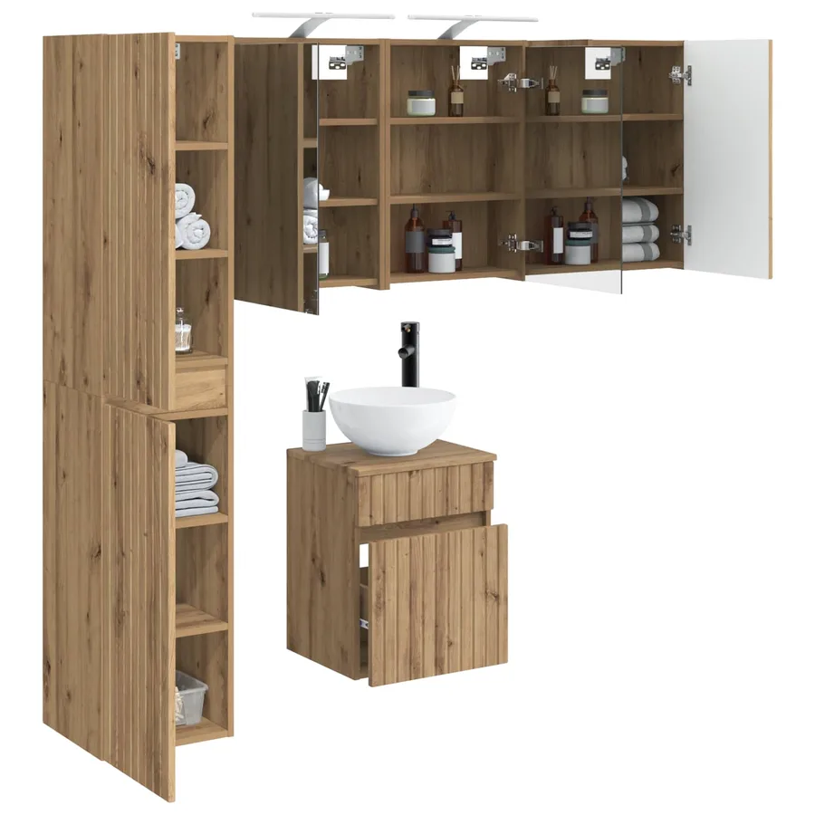 Ensemble d'armoire de salle de bain 5 pc Chêne artisanal - 3