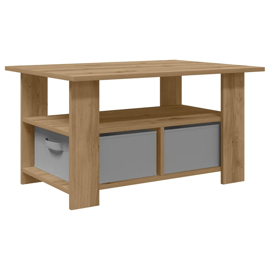 Table basse Chêne artisanal 77 x 55 x 42 cm Bois d'ingénierie - 7