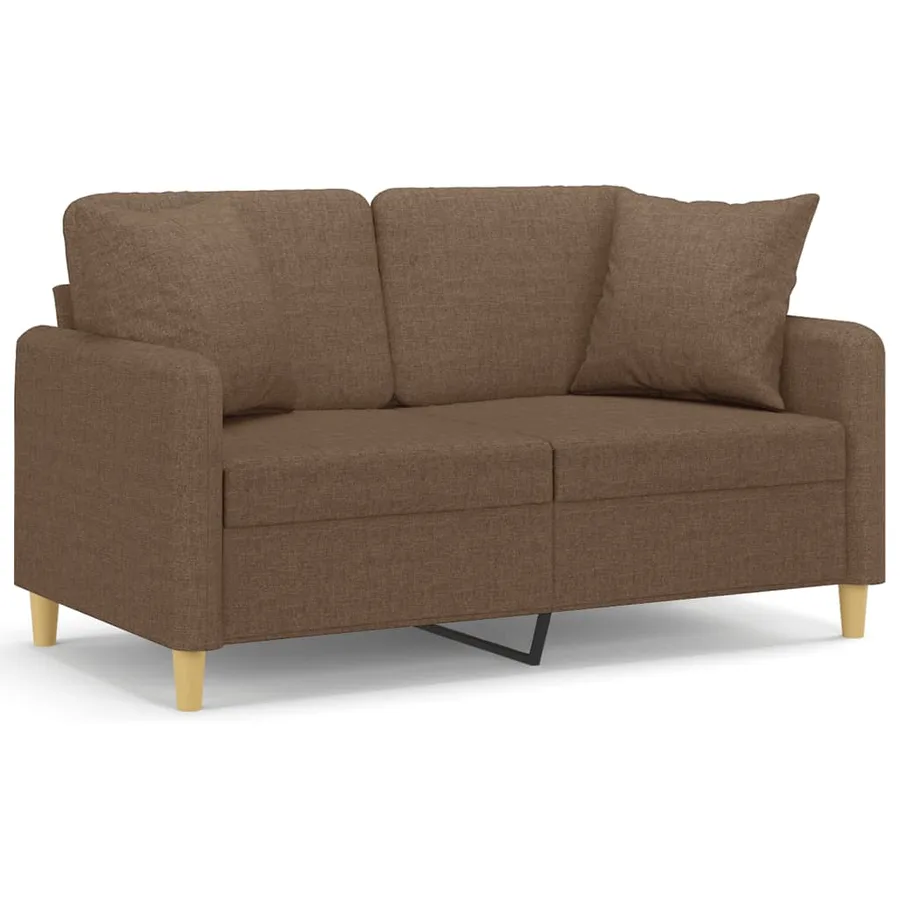 Canapé 2 places avec oreillers décoratifs marron 120 cm tissu - 2