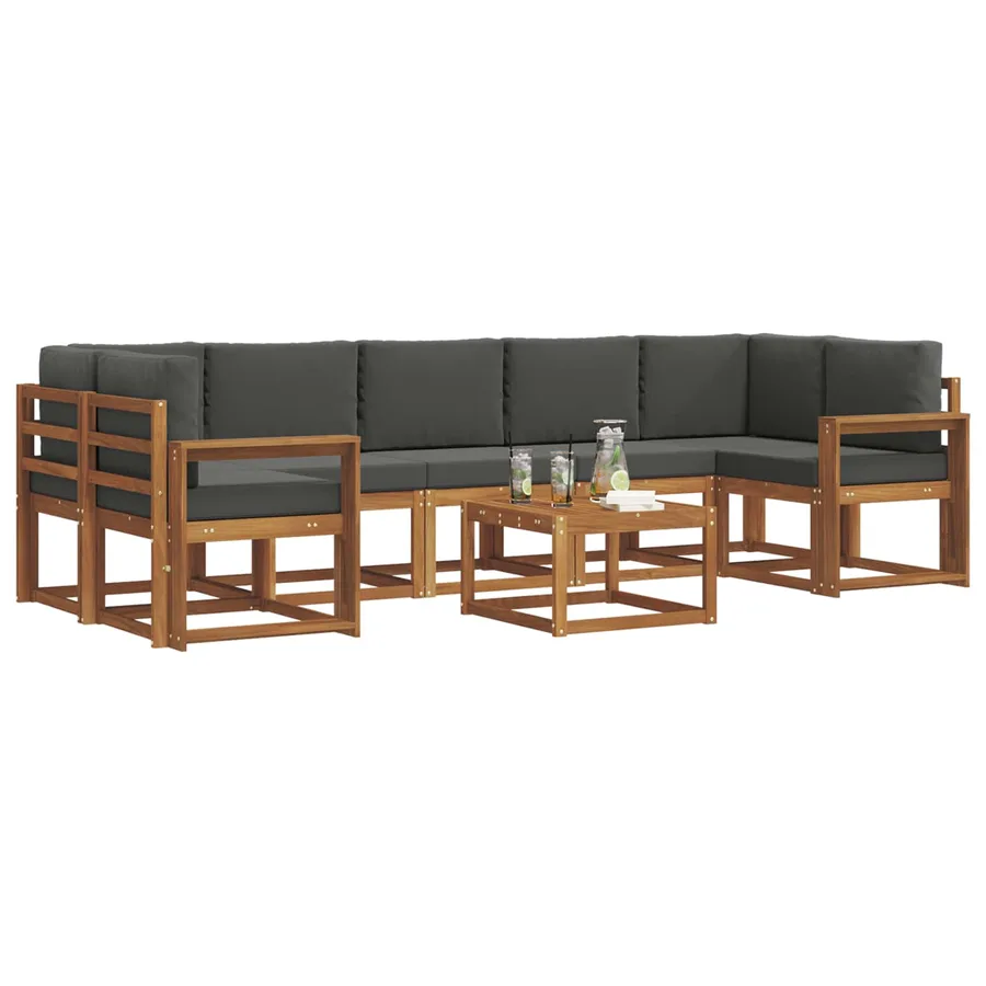 Ensemble de canapés d'extérieur 8 pcs Naturel et Anthracite - 3