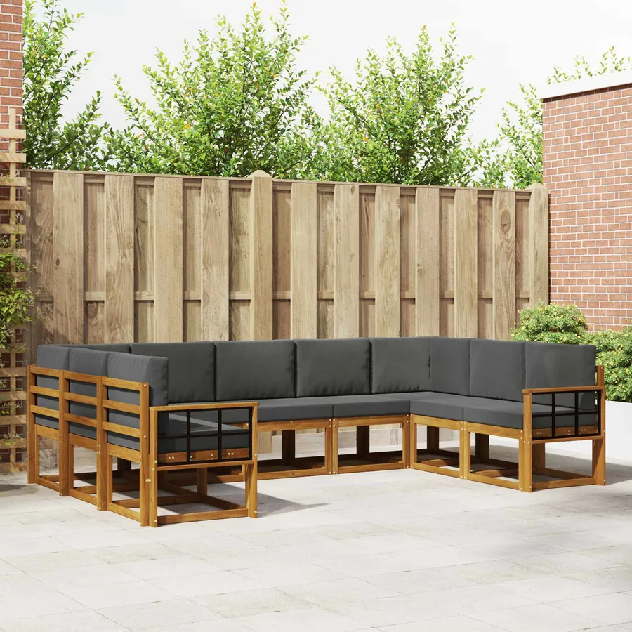 Ensemble de canapés d'extérieur 9 pcs Naturel et Anthracite