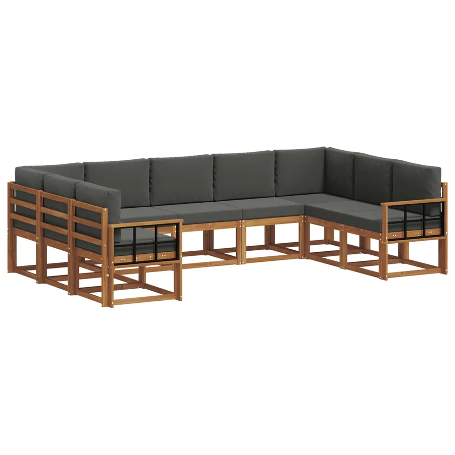 Ensemble de canapés d'extérieur 9 pcs Naturel et Anthracite - 2