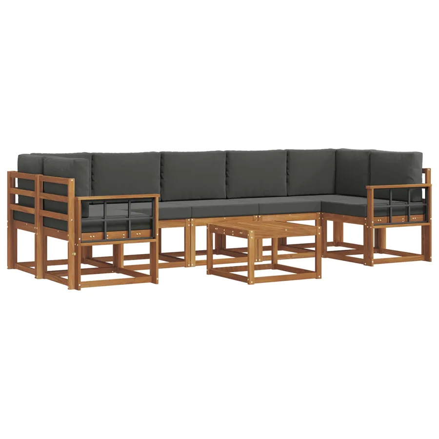 Ensemble de canapés d'extérieur 8 pcs Naturel et Anthracite - 2