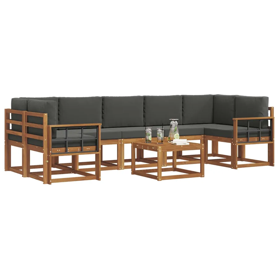 Ensemble de canapés d'extérieur 8 pcs Naturel et Anthracite - 3