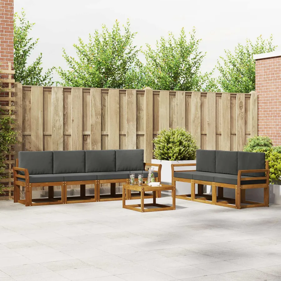 Ensemble de canapés d'extérieur 8 pcs Naturel et Anthracite