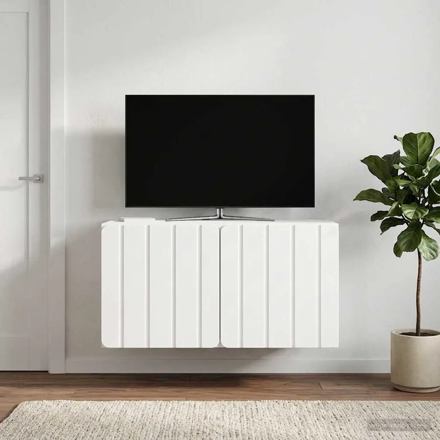 Meuble TV mural 59,5 x 41 x 30 cm Blanc brillant - 4