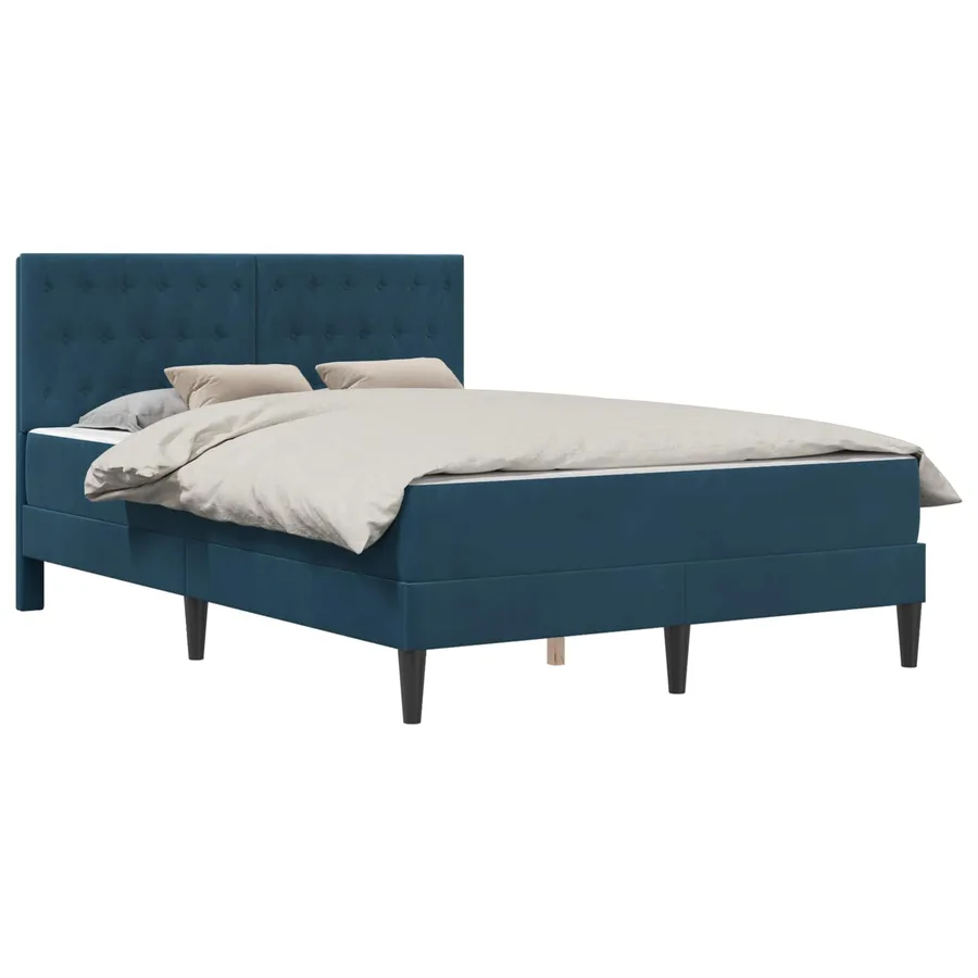 Cadre de lit avec matelas Bleu 120 x 200 cm Velours - 2