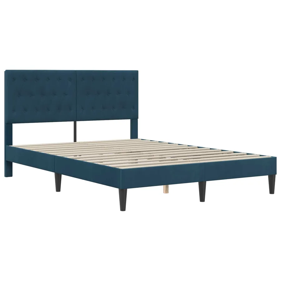 Cadre de lit avec matelas Bleu 120 x 200 cm Velours - 4