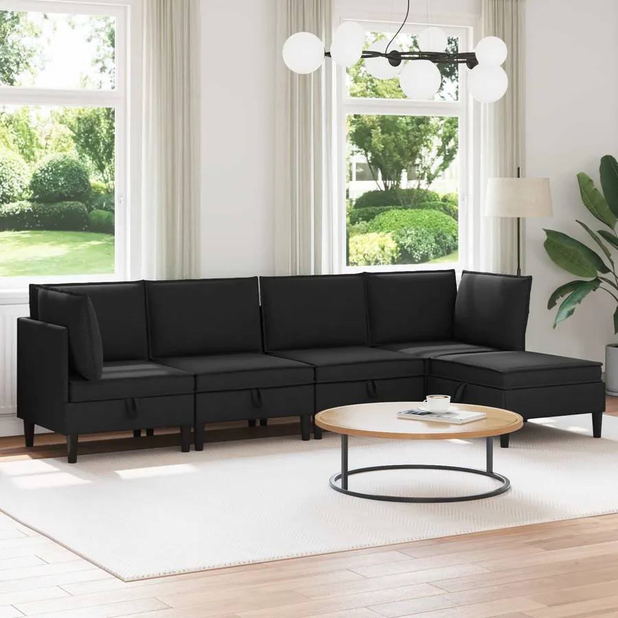 Ensemble de meubles pour le salon 5 pcs Noir Tissu