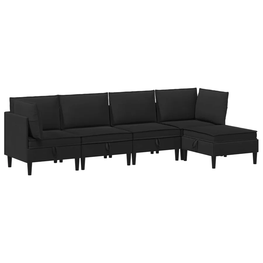 Ensemble de meubles pour le salon 5 pcs Noir Tissu - 2
