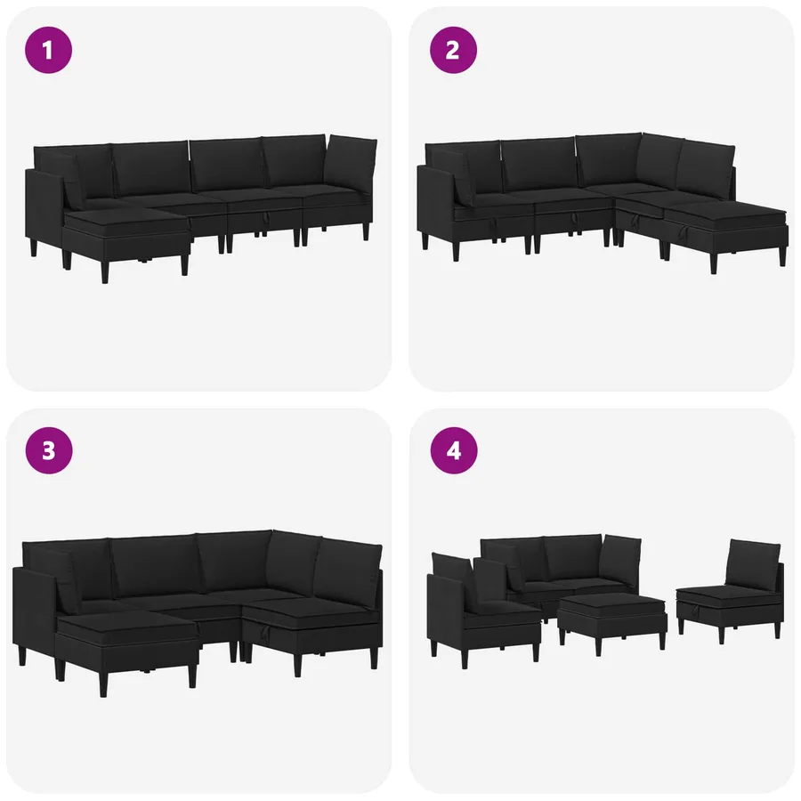 Ensemble de meubles pour le salon 5 pcs Noir Tissu - 9