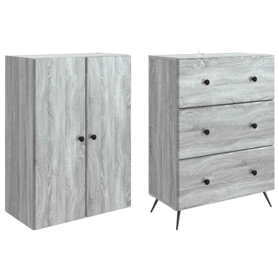 Ensemble de Meubles 2 pcs Sonoma gris 66 x 34,5 x 90 cm - 4