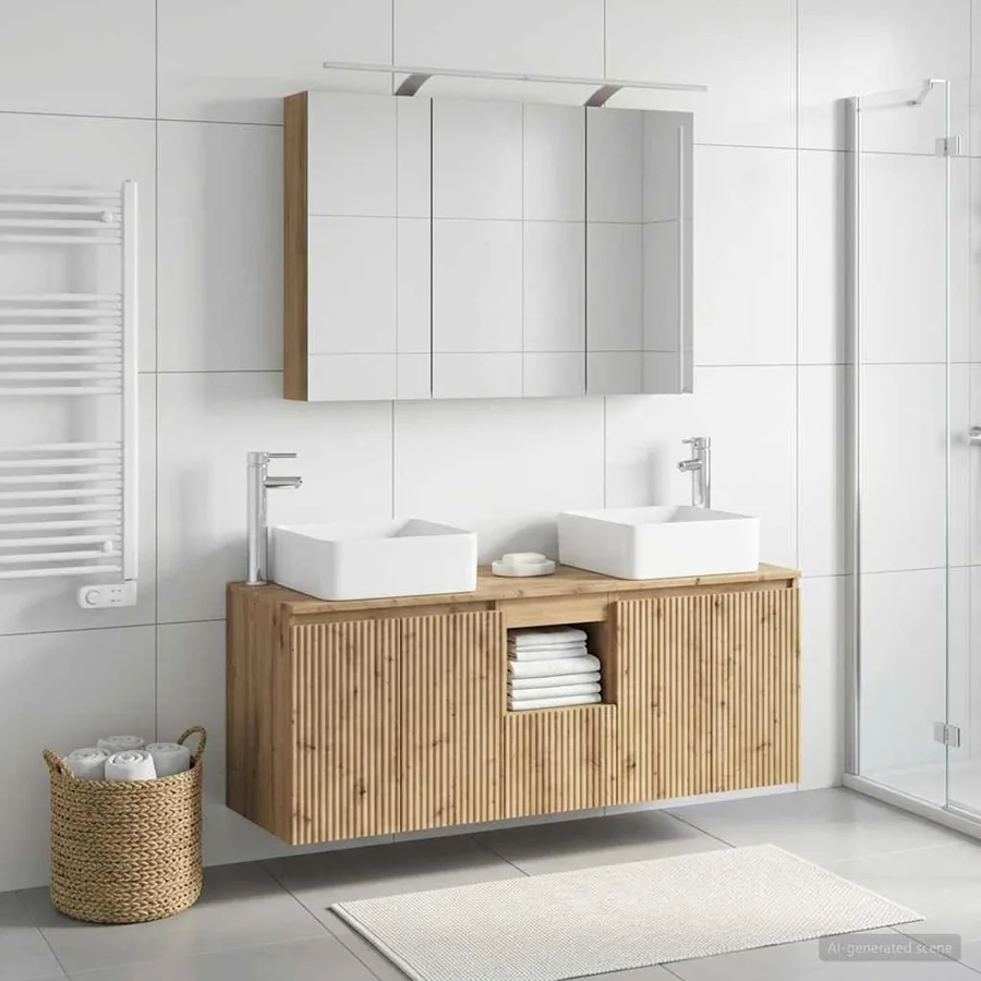 Ensemble d'armoire de salle de bain 4 pc Chêne artisanal