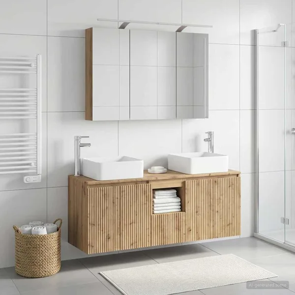 Ensemble d'armoire de salle de bain 4 pc Chêne artisanal