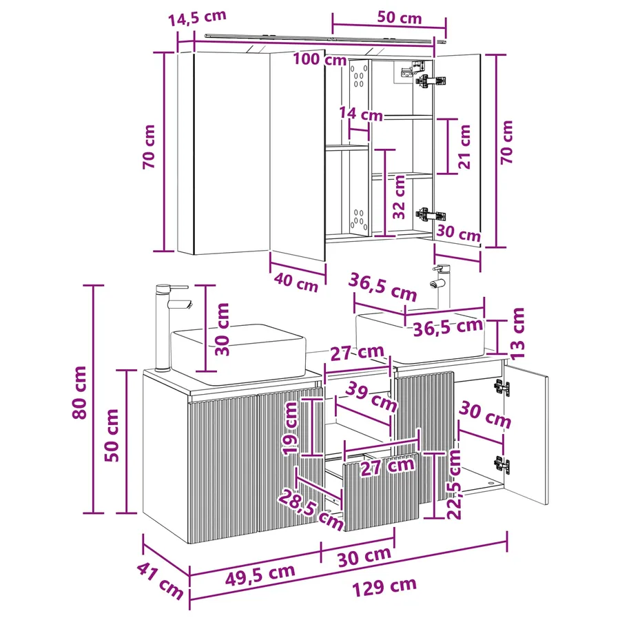 Ensemble d'armoire de salle de bain 4 pc Chêne artisanal - 15