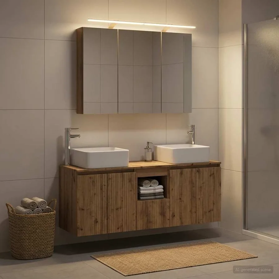Ensemble d'armoire de salle de bain 4 pc Chêne artisanal - 4
