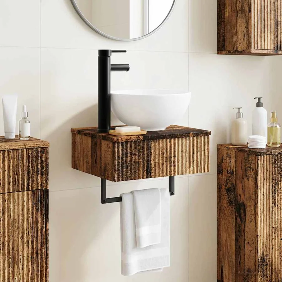 Basin de lavage mural Bois ancien 40 x 35 x 39 cm