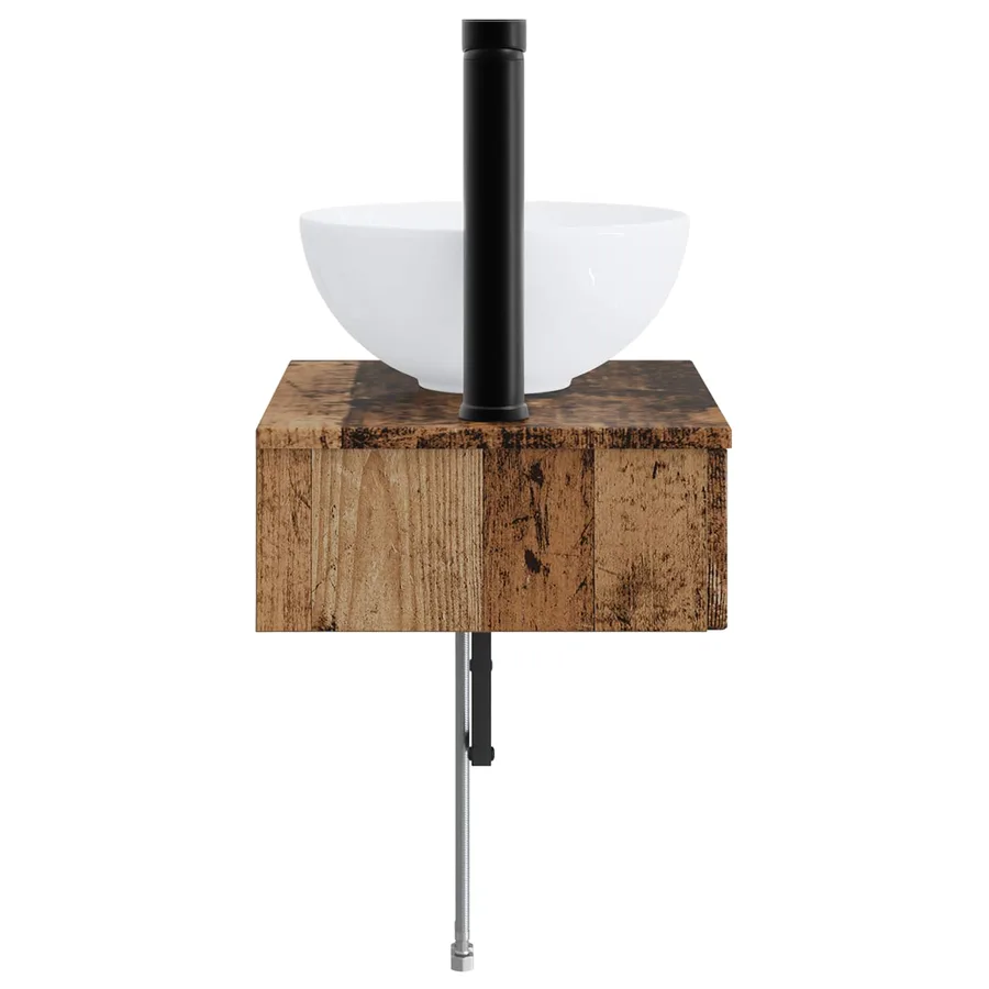 Basin de lavage mural Bois ancien 40 x 35 x 39 cm - 4