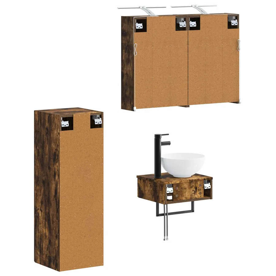 Ensemble d'armoire de salle de bain 4 pcs Chêne fumé - 5