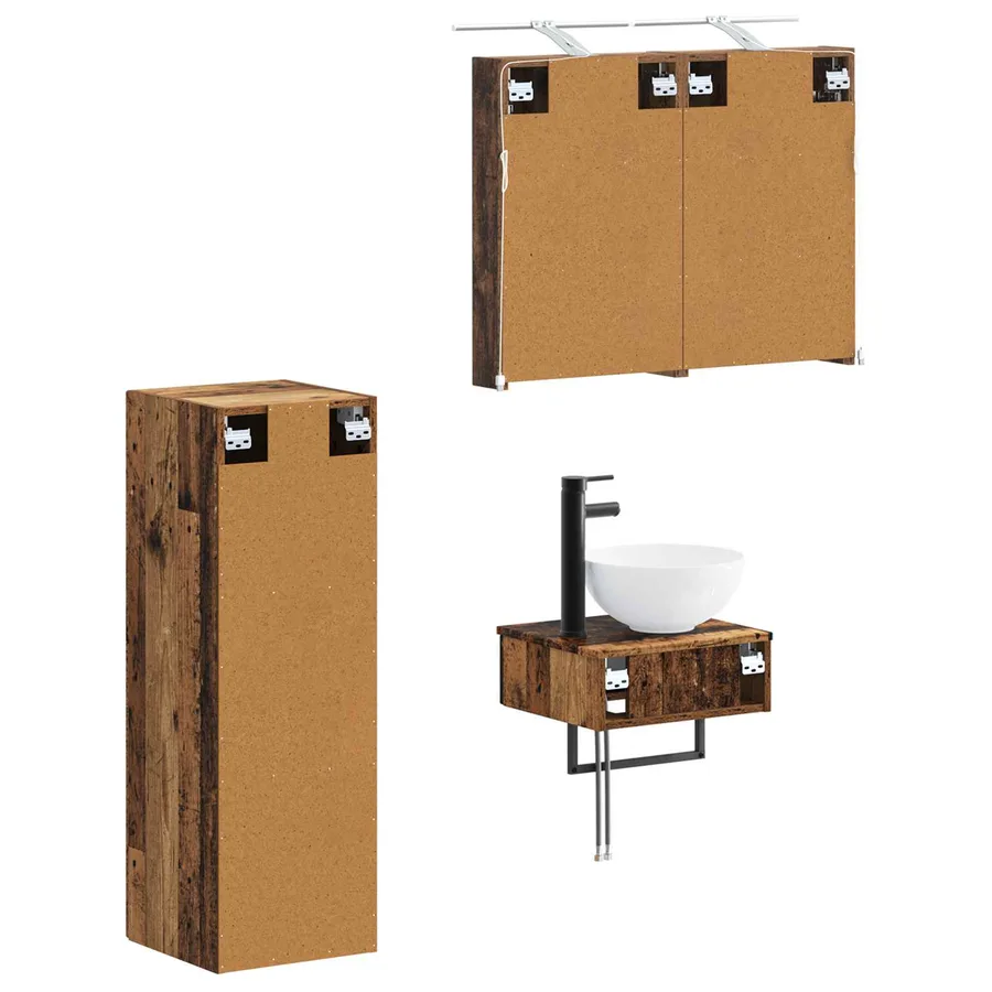 Ensemble d'armoire de salle de bain 4 pcs Bois ancien - 5