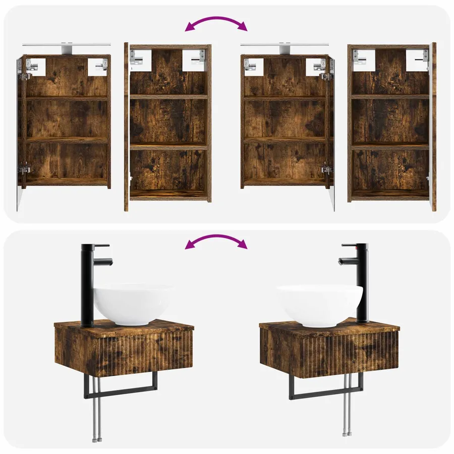 Ensemble de mobilier de salle de bain 5 pcs Chêne fumé - 14