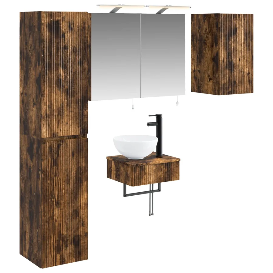 Ensemble de mobilier de salle de bain 5 pcs Chêne fumé - 2