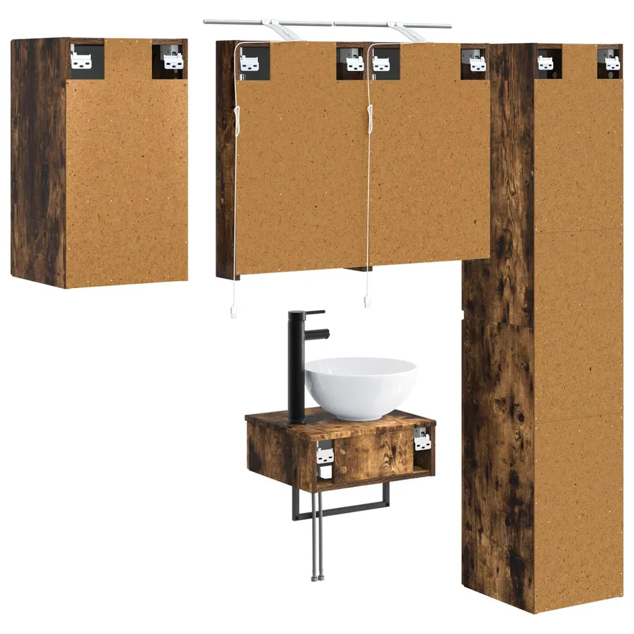Ensemble de mobilier de salle de bain 5 pcs Chêne fumé - 9