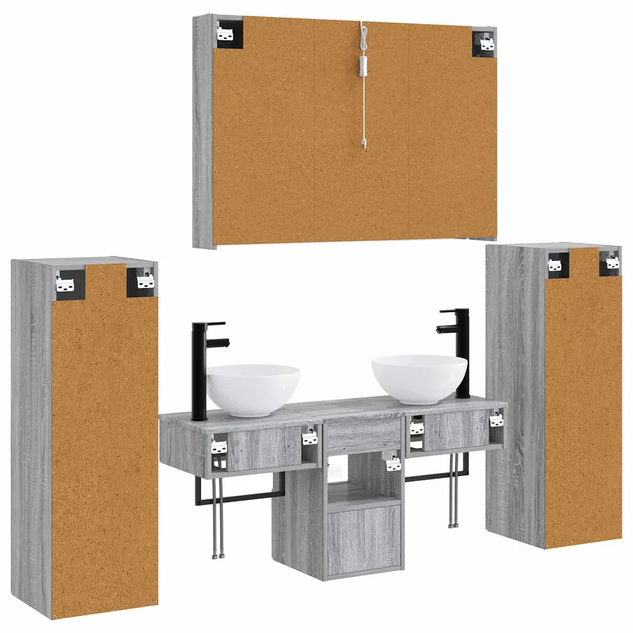 Ensemble de mobilier de salle de bain 6 pcs Sonoma gris - 9