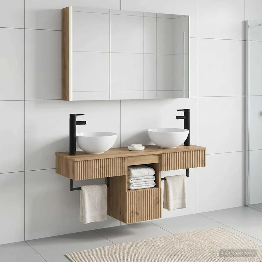 Ensemble d'armoire de salle de bain 4 pc Chêne artisanal