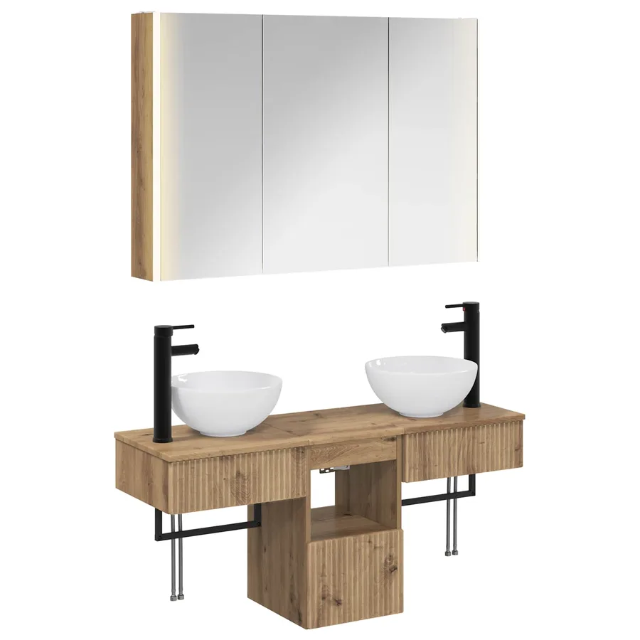 Ensemble d'armoire de salle de bain 4 pc Chêne artisanal - 2