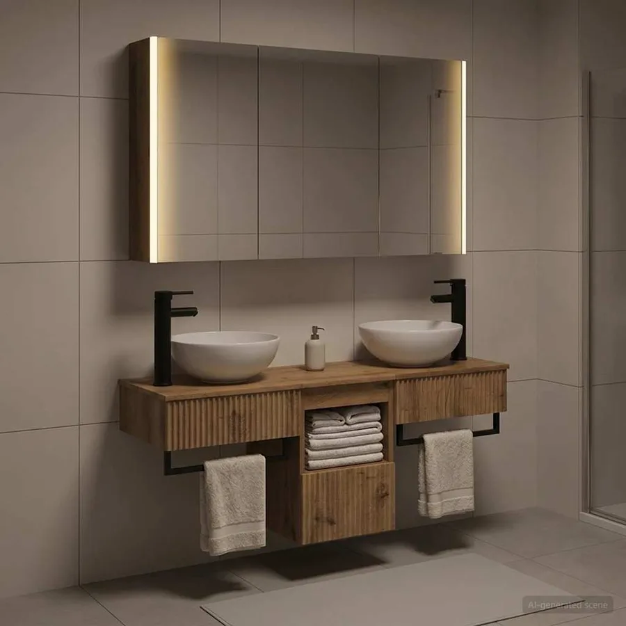 Ensemble d'armoire de salle de bain 4 pc Chêne artisanal - 4