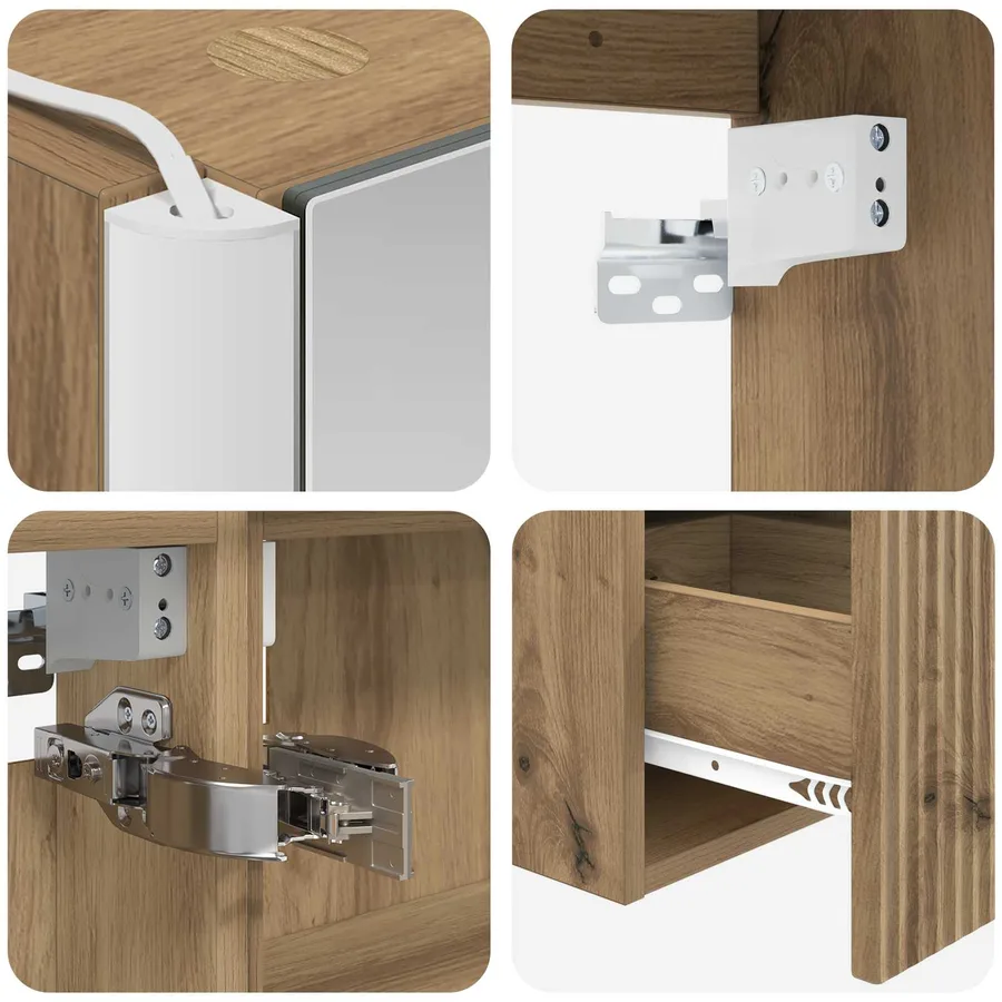 Ensemble d'armoire de salle de bain 4 pc Chêne artisanal - 9
