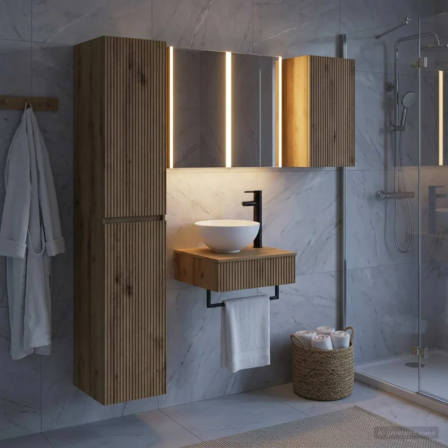 Ensemble de mobilier de salle de bain 5 pc Chêne artisanal