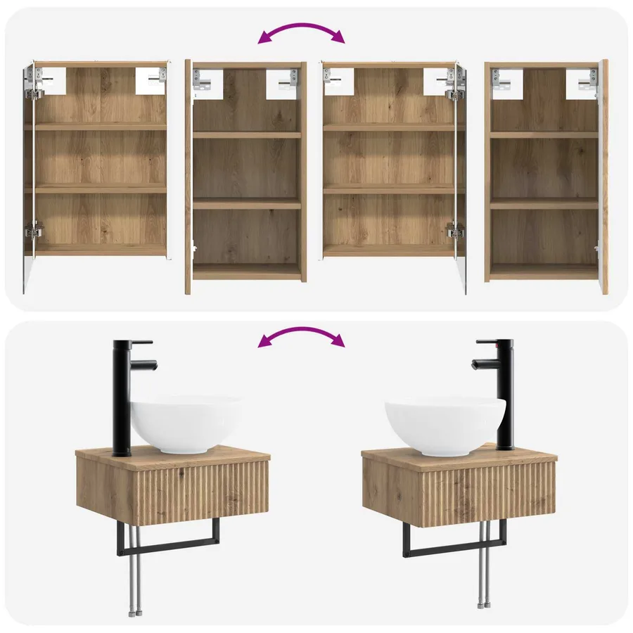 Ensemble de mobilier de salle de bain 5 pc Chêne artisanal - 14