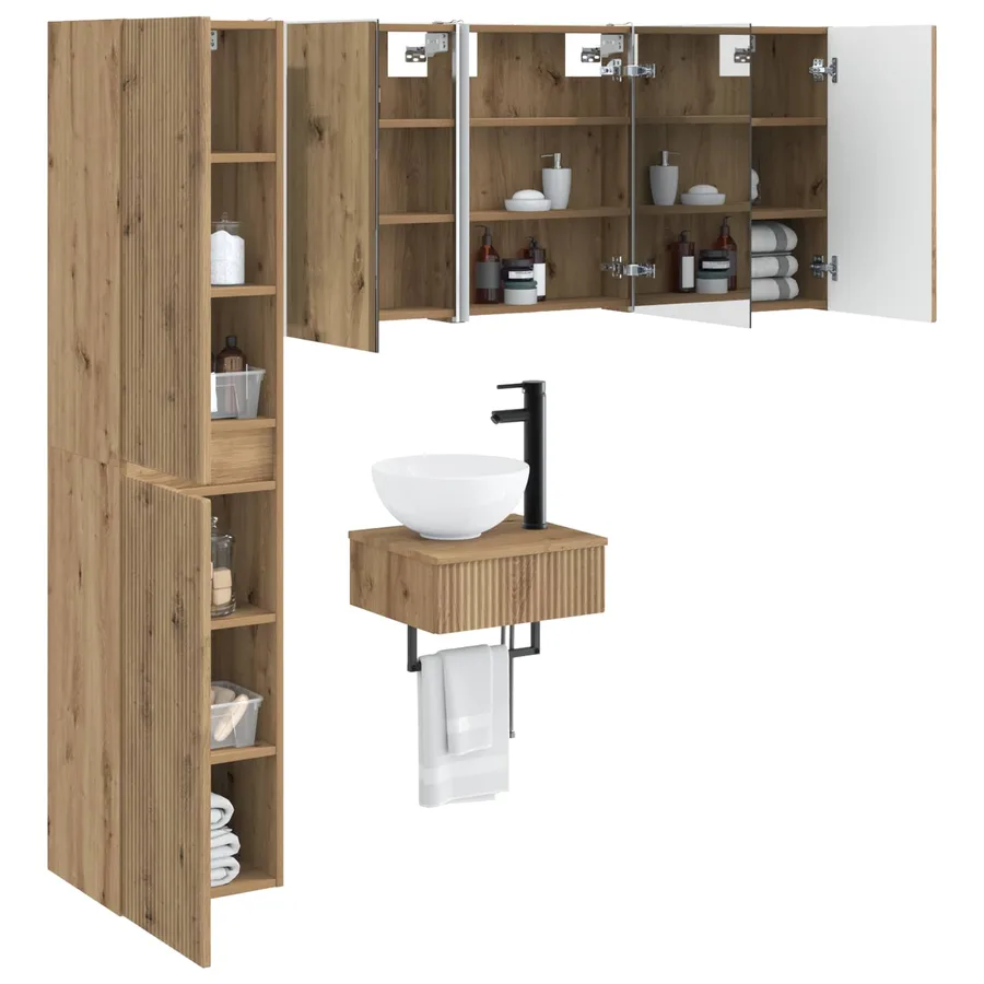 Ensemble de mobilier de salle de bain 5 pc Chêne artisanal - 3
