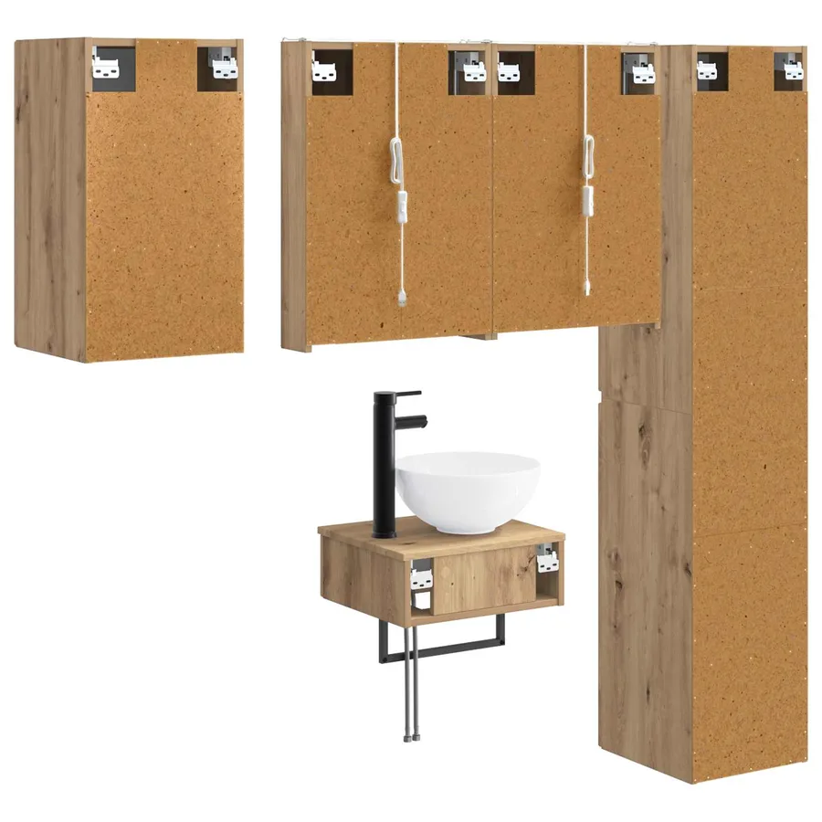Ensemble de mobilier de salle de bain 5 pc Chêne artisanal - 9
